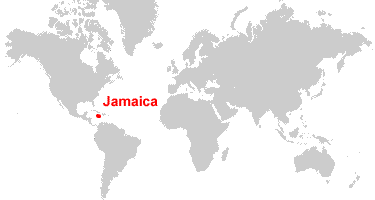 Jamaica is marked in the world map